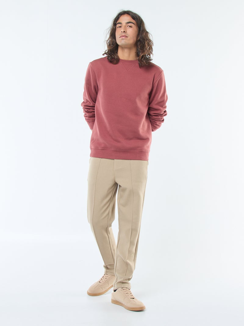 Jogging en maille piquée uni Beige - Kiabi