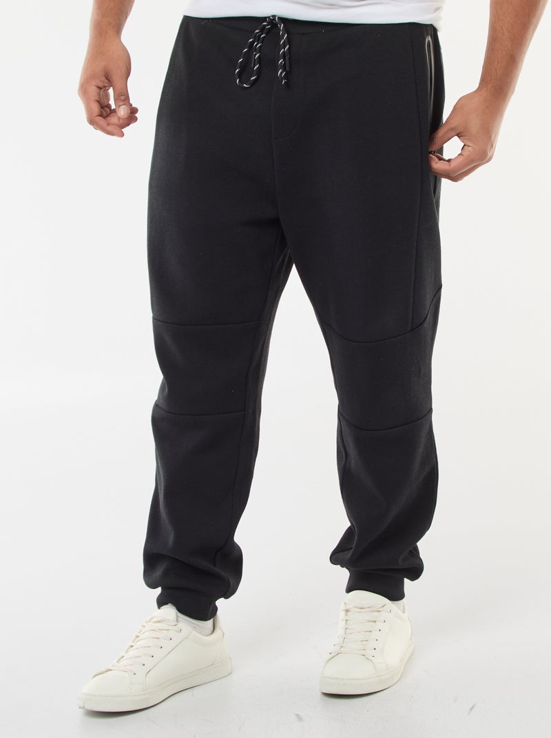 Jogging en maille piquée unie en coton Noir - Kiabi