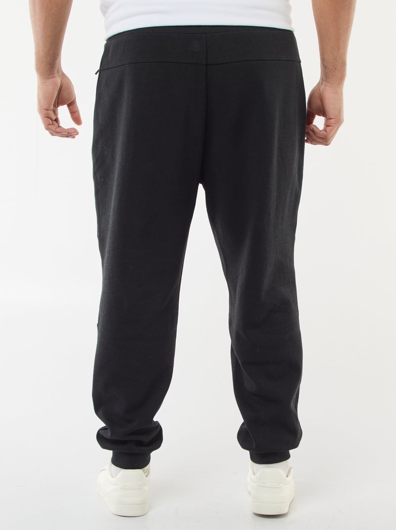 Jogging en maille piquée unie en coton Noir - Kiabi