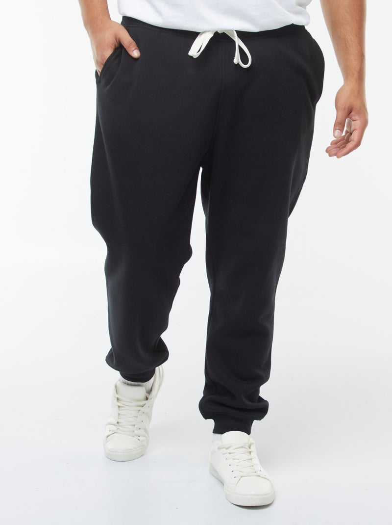 Jogging en molleton gratté uni noir - Kiabi