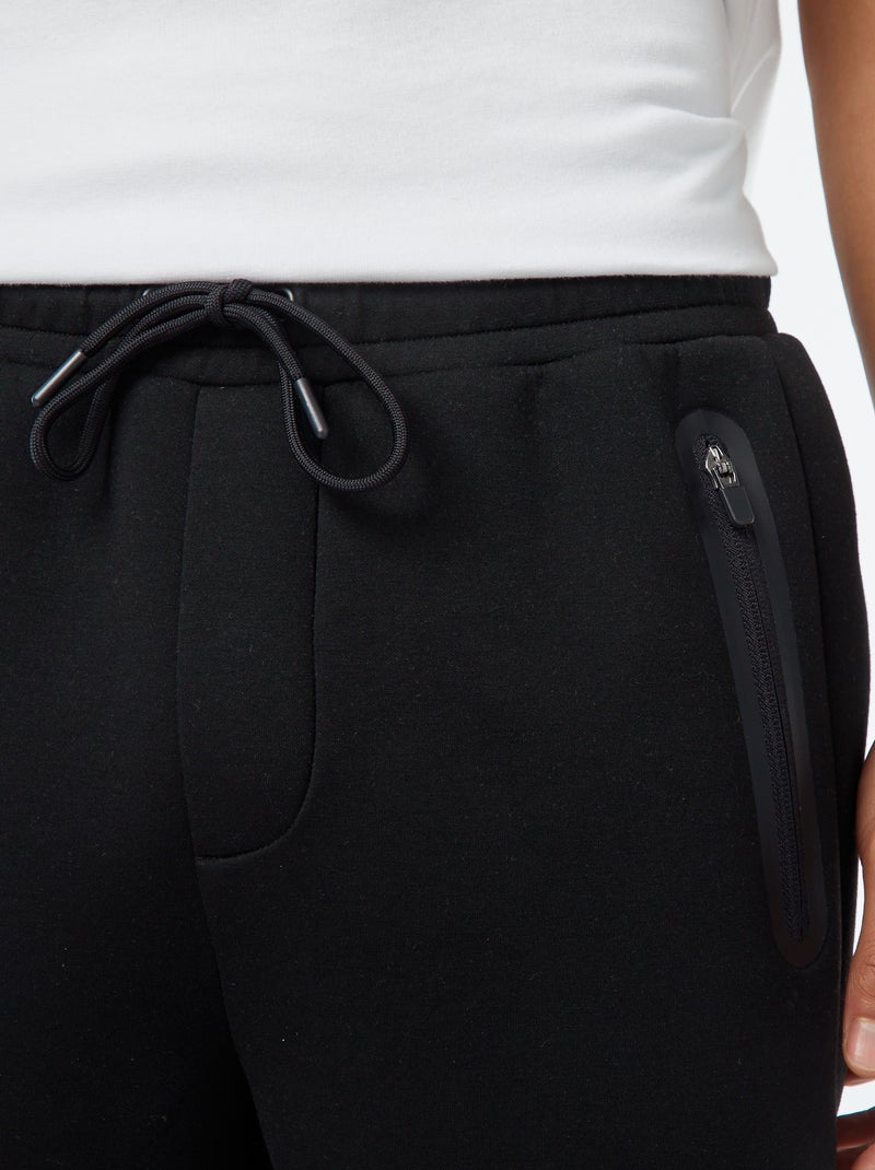 Jogging en molleton type néoprène avec poches zippées Noir - Kiabi