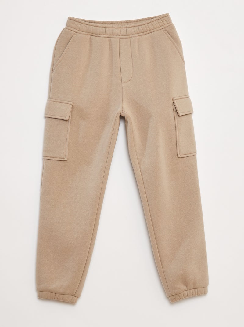 Jogging en molleton uni multi-poches Beige - Kiabi