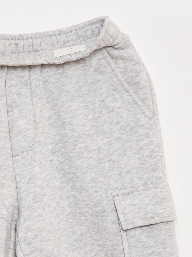 Jogging en molleton uni multi-poches Gris - Kiabi