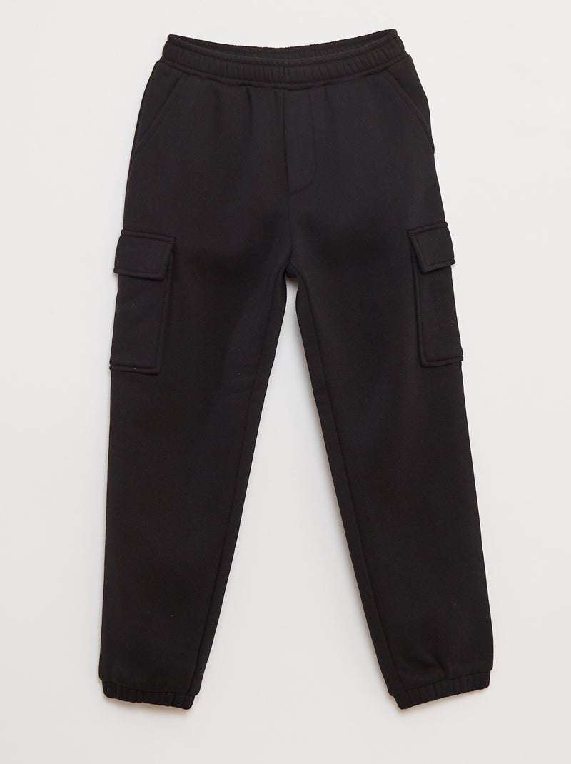 Jogging en molleton uni multi-poches Noir - Kiabi
