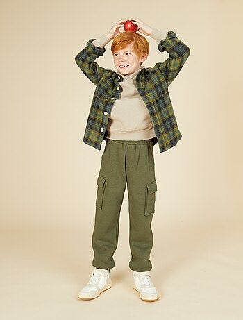 Jogging en molleton uni multi-poches