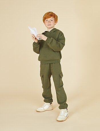 Jogging en molleton uni multi-poches