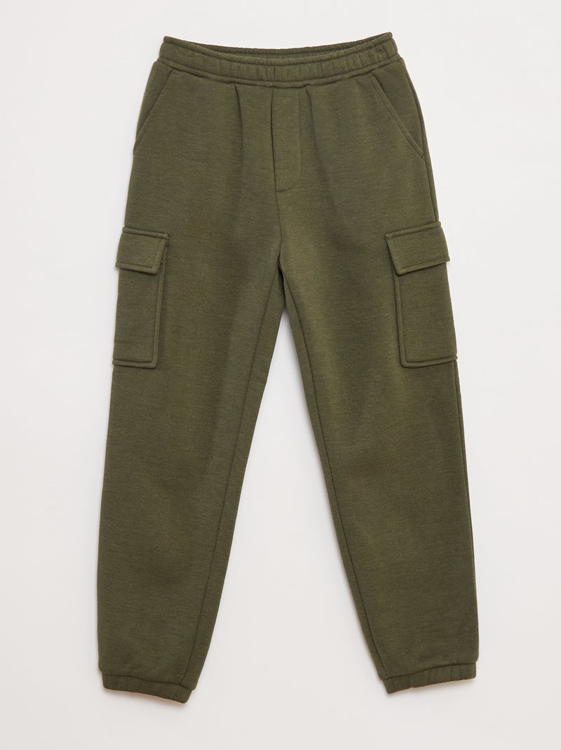 Jogging en molleton uni multi-poches Vert - Kiabi