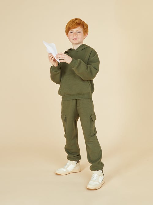 Jogging en molleton uni multi-poches - Kiabi