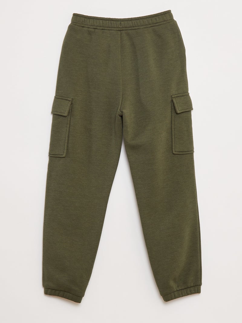 Jogging en molleton uni multi-poches Vert - Kiabi