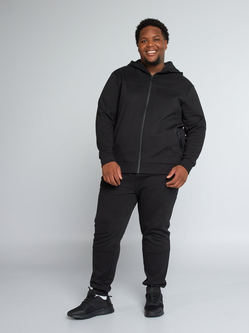 Jogging en piqué de coton noir - Kiabi