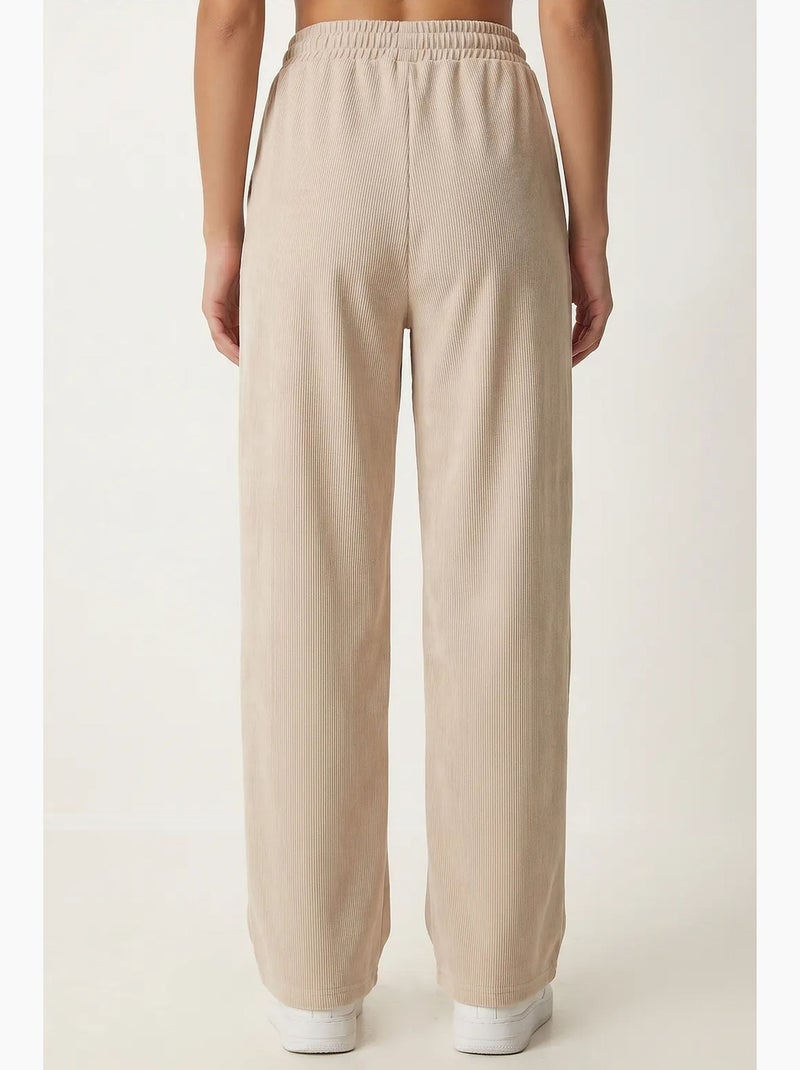 Jogging femme à jambe large en modal istanbul Beige argile - Kiabi