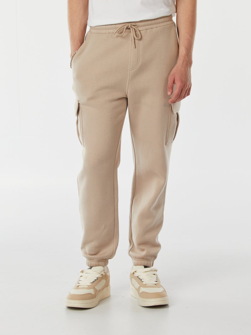 Jogging multi-poches en molleton Beige - Kiabi