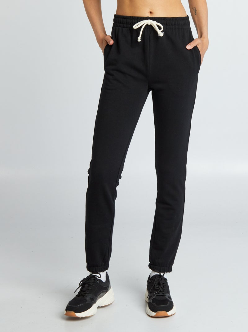 Jogging uni en molleton fin noir - Kiabi