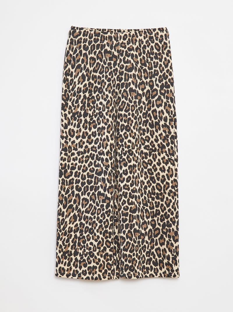 Jogging wide leg avec taille élastiquée Beige - Kiabi
