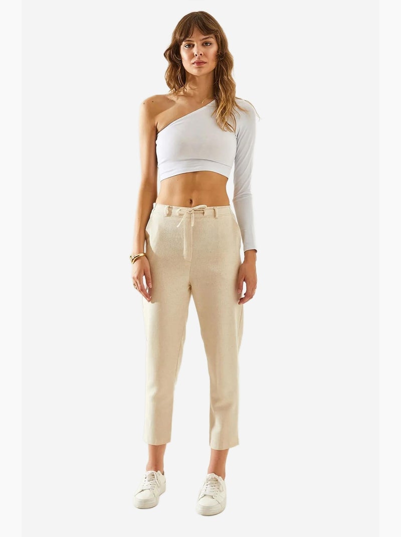 Joggingbroek enkel met trekkoord lucci Klei-beige - Kiabi