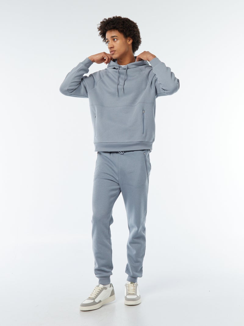 Joggingbroek met 2 zakken met ritsje - van sweatstof met zachte, geruwde binnenzijde Blauw - Kiabi