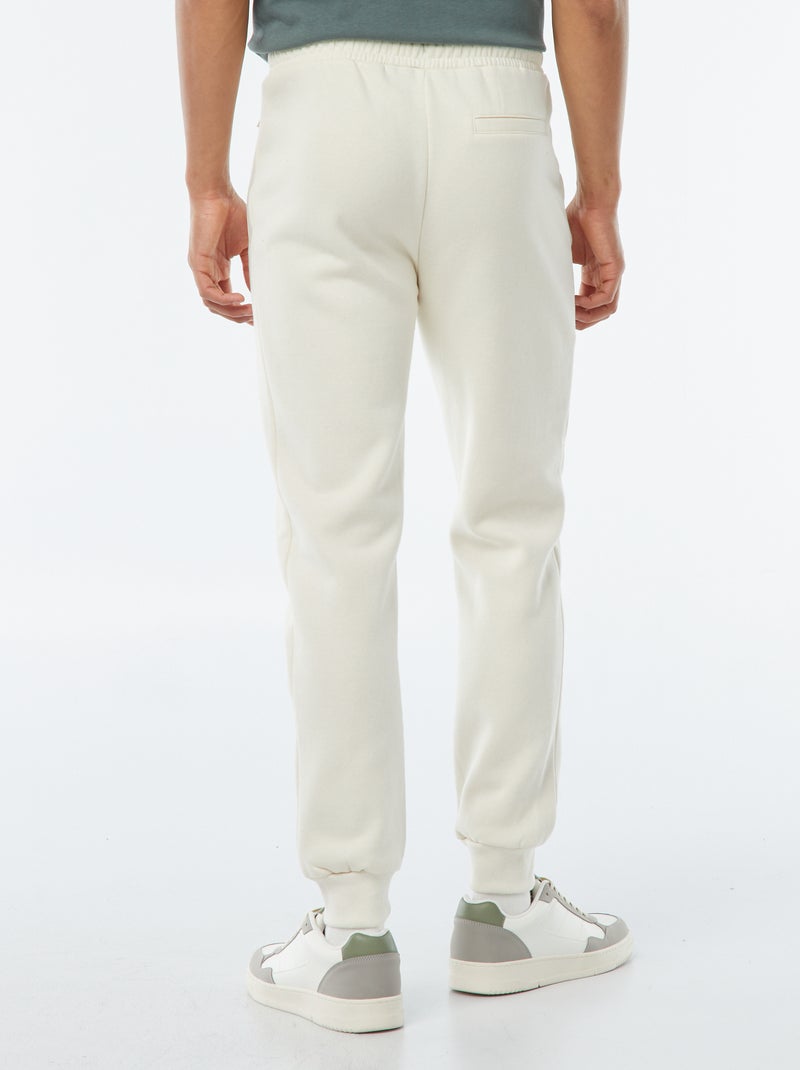 Joggingbroek met 2 zakken met ritsje - van sweatstof met zachte, geruwde binnenzijde Wit - Kiabi