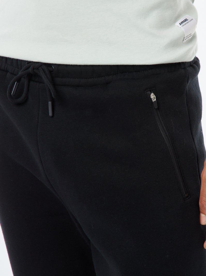 Joggingbroek met 2 zakken met ritsje - van sweatstof met zachte, geruwde binnenzijde zwart - Kiabi