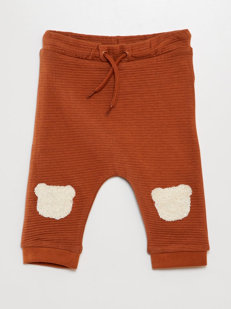 Joggingbroek met beertjes BRUIN - Kiabi