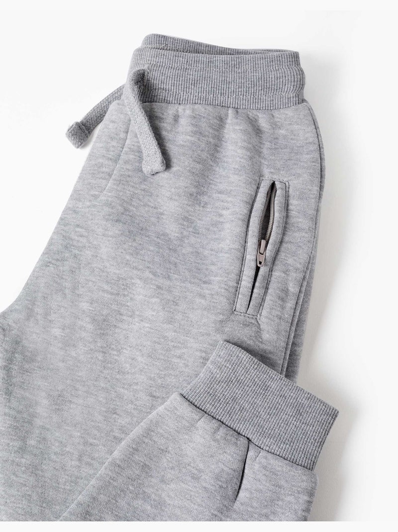 Joggingbroek met geborstelde stof, trekkoord en zakken Lichtgrijs - Kiabi