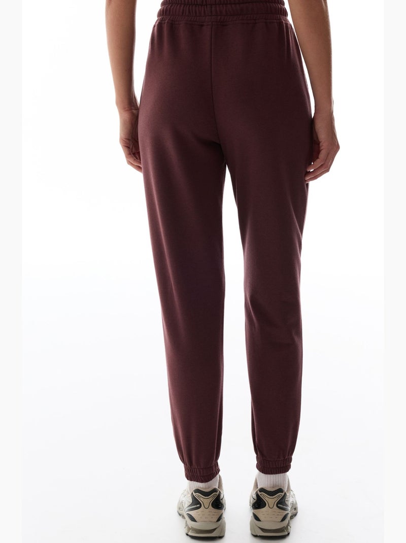 Joggingbroek met hoge taille en elastische boorden penti Bordeauxrood - Kiabi