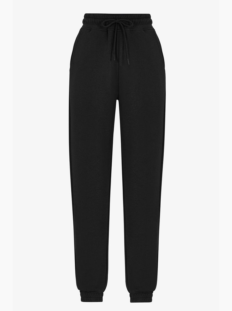 Joggingbroek met hoge taille en elastische boorden penti Zwart - Kiabi