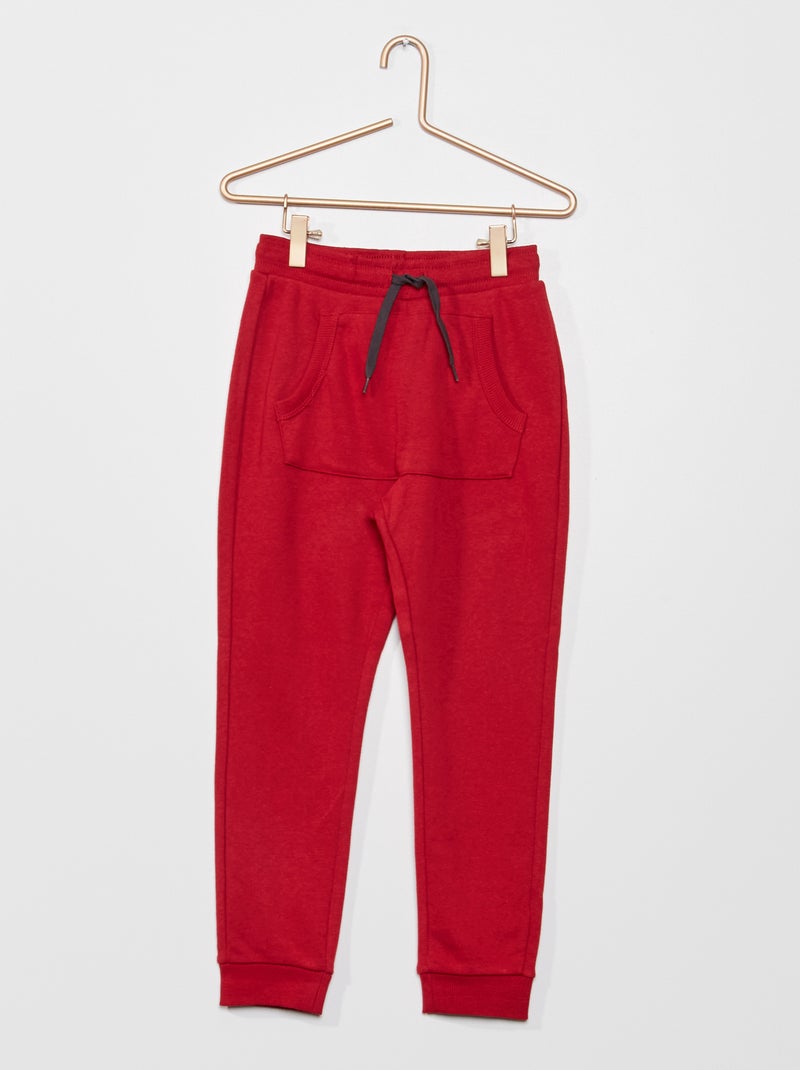 Joggingbroek met kangoeroezak rode bordeaux - Kiabi