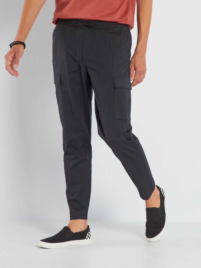 Joggingbroek met klepzakken ZWART - Kiabi