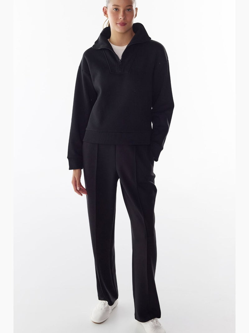 Joggingbroek met stikseldetails en geborstelde ballonpasvorm penti Zwart - Kiabi