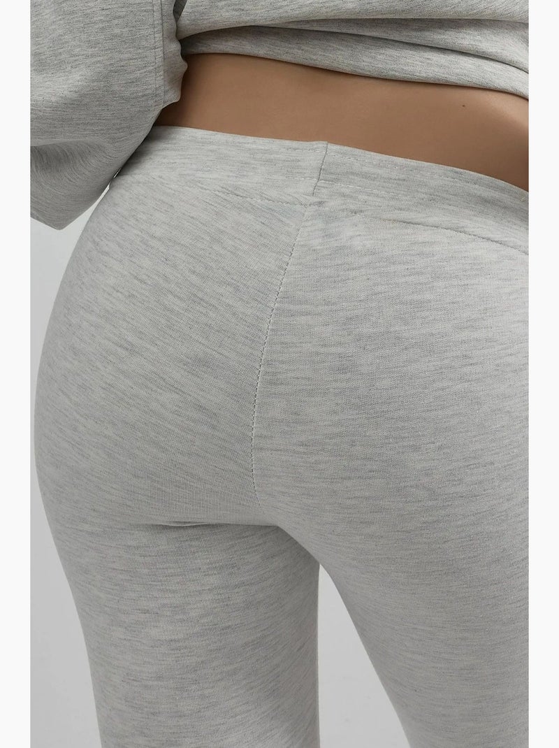 Joggingbroek met uitlopende pijp, halfhoge taille en trekkoord busem Lichtgrijs - Kiabi