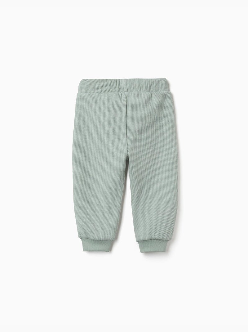 Joggingbroek met wafelstructuur en trekkoord Groen - Kiabi