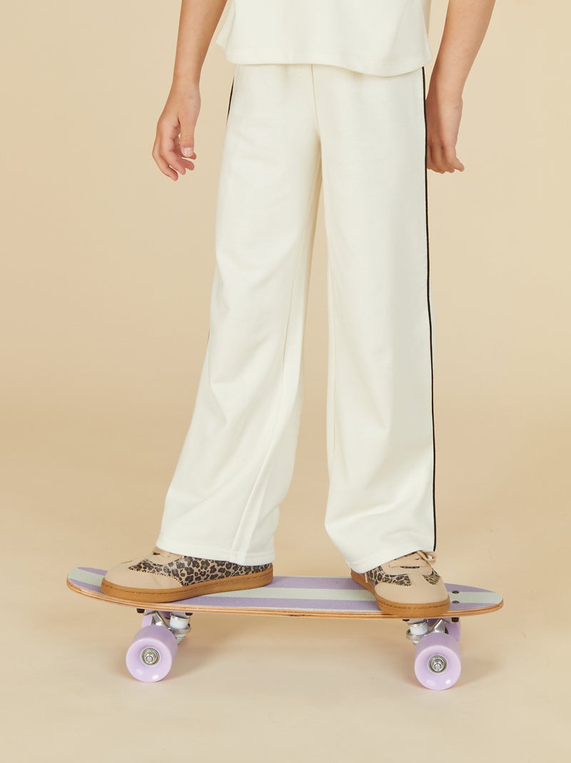 Joggingbroek met wijde pijpen en elastische taille Wit - Kiabi