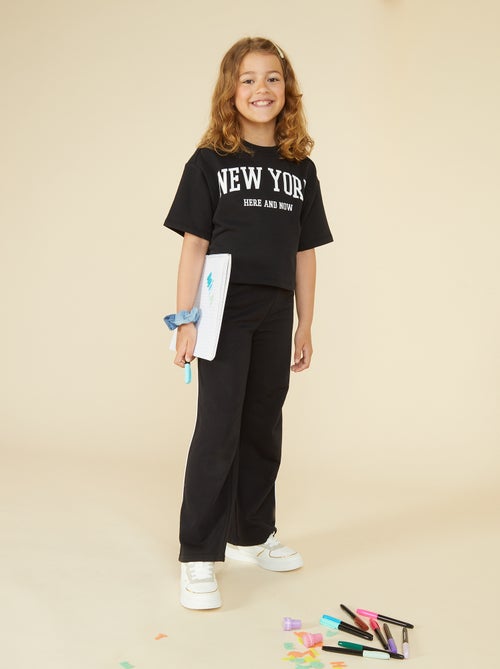 Joggingbroek met wijde pijpen en elastische taille - Kiabi