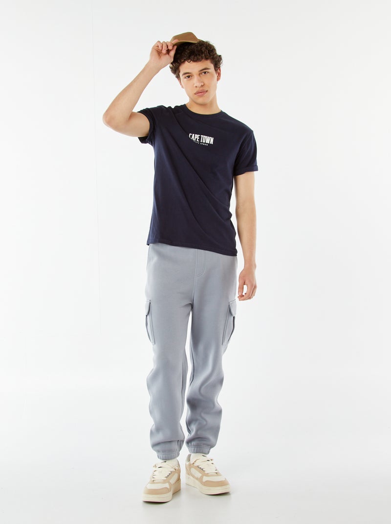 Joggingbroek met zachte, opgeruwde binnenzijde Blauw - Kiabi