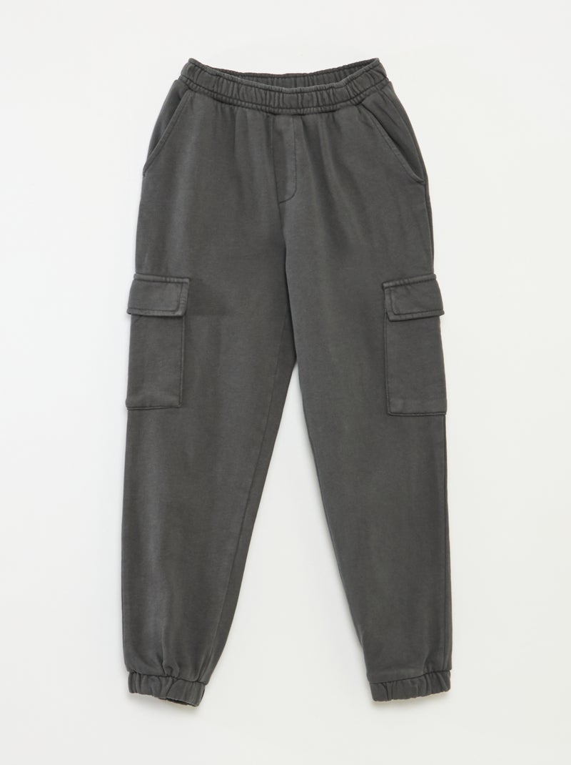 Joggingbroek van dunne fleece met zakken Zwart - Kiabi