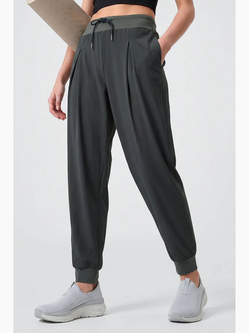 Joggingbroek van dunne jersey met middelhoge taille en zak tommy Kaki - Kiabi
