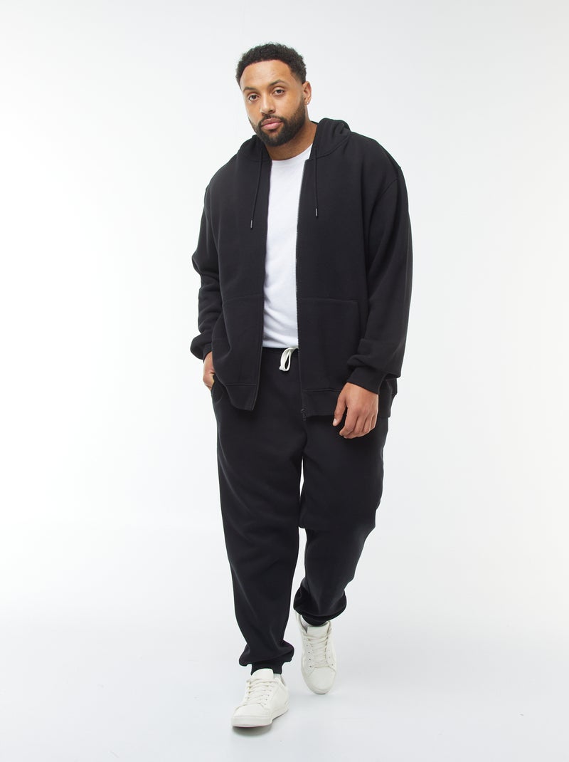 Joggingbroek van effen sweatstof zwart - Kiabi
