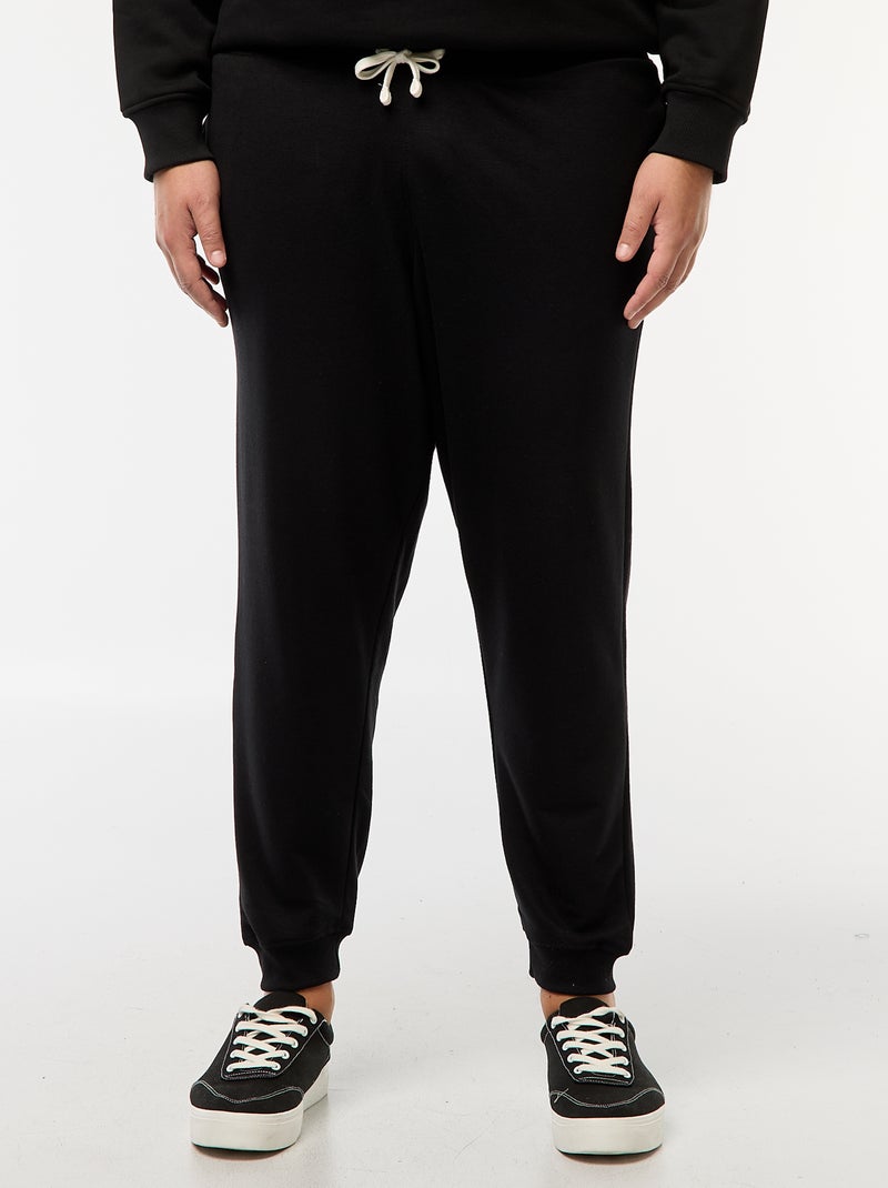 Joggingbroek van effen sweatstof zwart - Kiabi