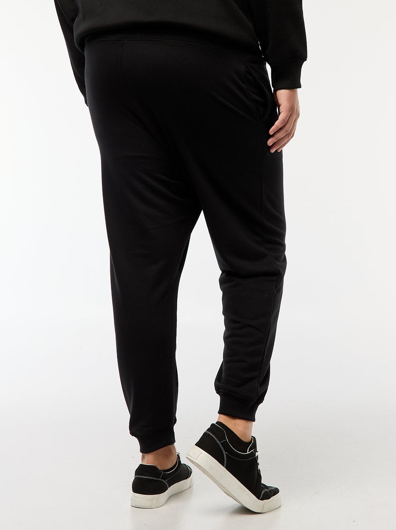 Joggingbroek van effen sweatstof zwart - Kiabi