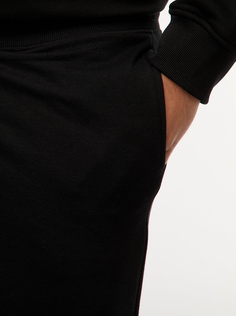 Joggingbroek van effen sweatstof zwart - Kiabi