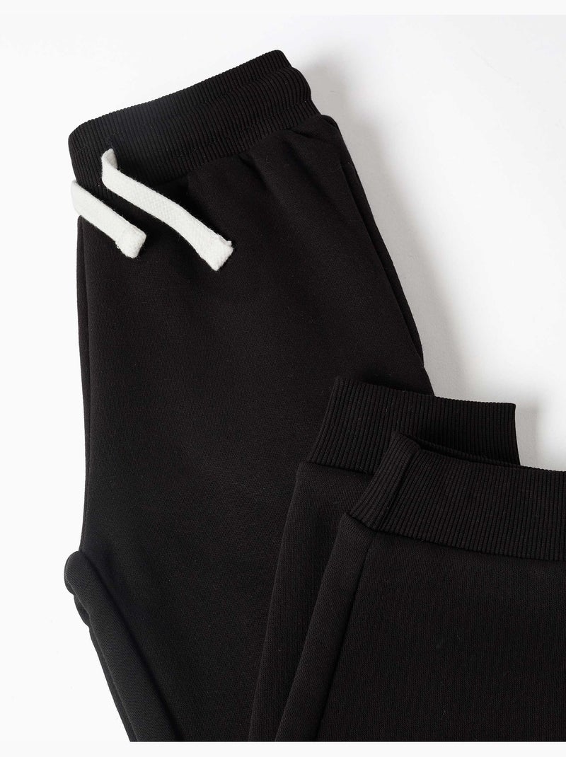 Joggingbroek van fleece met slanke pasvorm en trekkoord Zwart Zwart - Kiabi