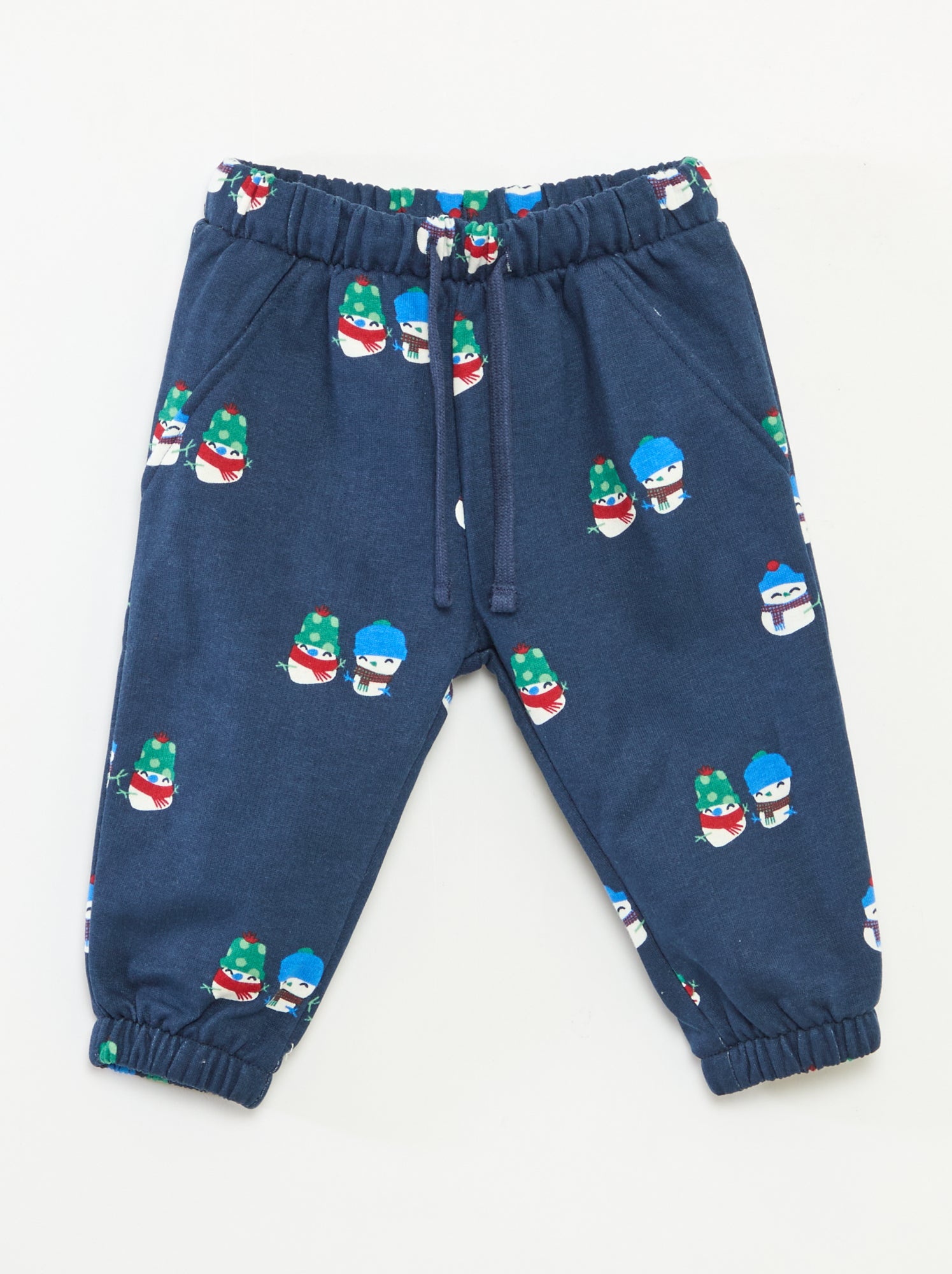 Joggingbroek van fleecekatoen met all-over kerstprint