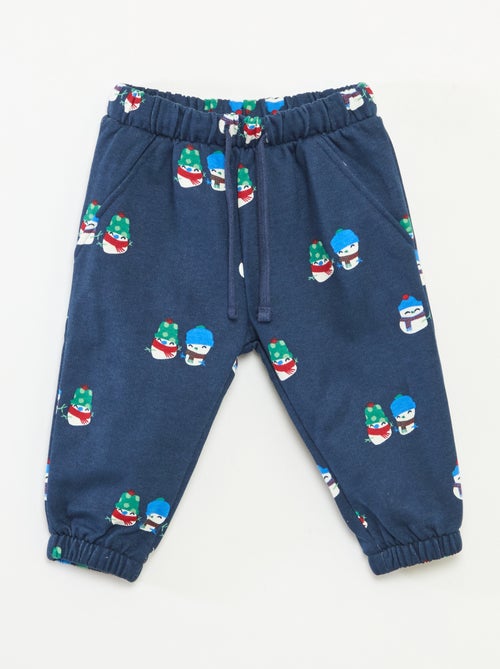 Joggingbroek van fleecekatoen met all-over kerstprint - Kiabi