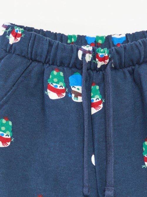 Joggingbroek van fleecekatoen met all-over kerstprint - Kiabi