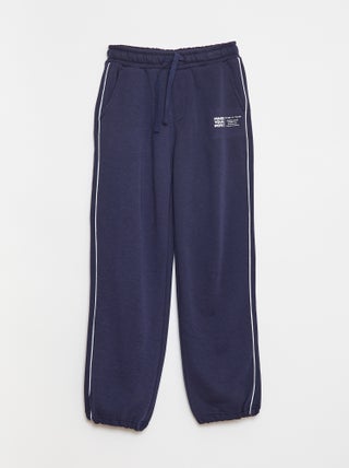 Joggingbroek van french terry met contrasterend biaisbandje