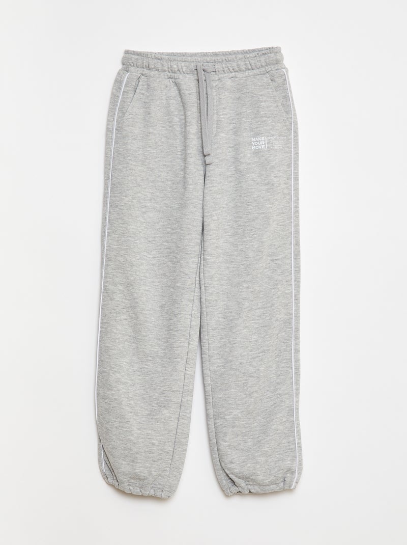 Joggingbroek van french terry met contrasterend biaisbandje Blauw - Kiabi