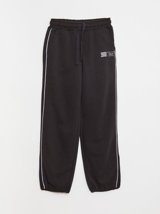 Joggingbroek van french terry met contrasterend biaisbandje