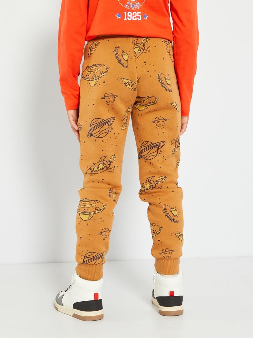 Joggingbroek Van Joggingstof Met Print Bruin Kiabi