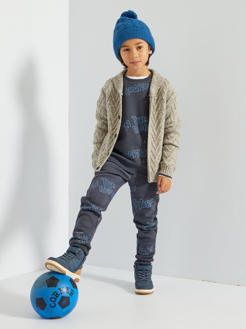Joggingbroek van joggingstof met print GRIJS - Kiabi