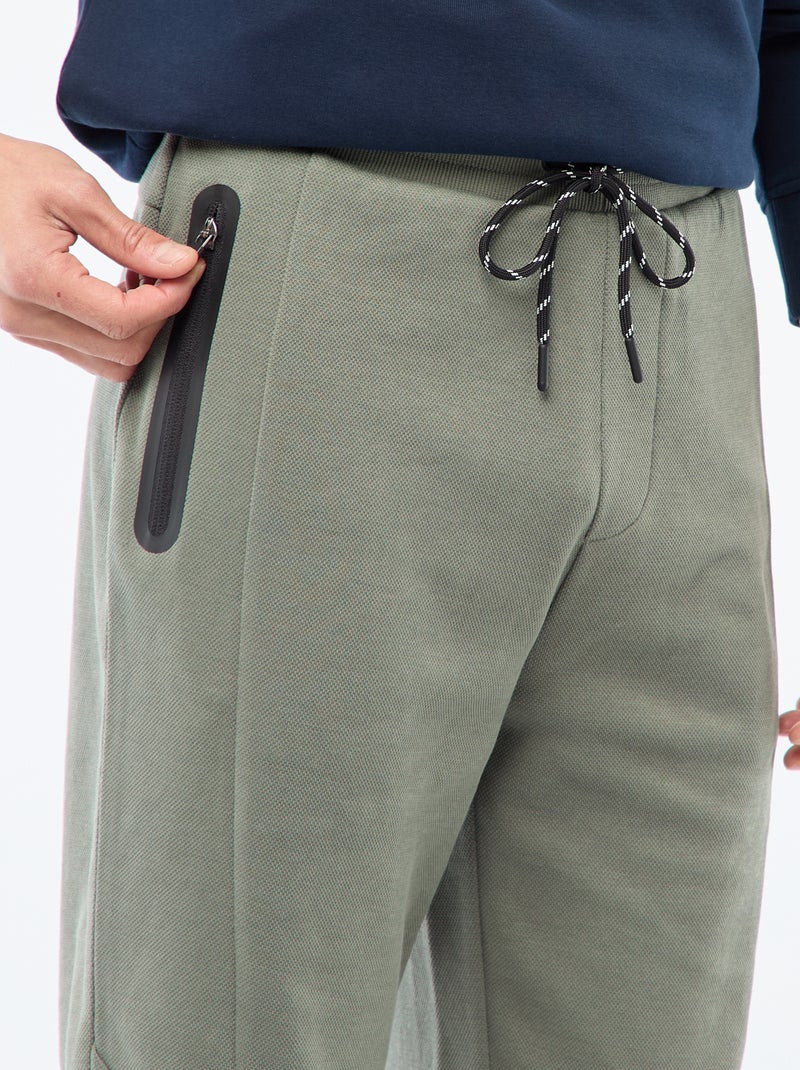 Joggingbroek van piquétricot Kaki - Kiabi